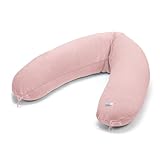 Minky Mooh Stillkissen XXL Bio Baumwolle mit Kapok Füllung | großes Kissen zum Stillen und Flasche geben | Schwangerschaftskissen Seitenschläferkissen | antiallergisch und leise | 190x30 cm, rosa