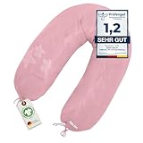 Minky Mooh Stillkissen XXL Bio Baumwolle mit Kapok Füllung | großes Kissen zum Stillen und Flasche geben | Schwangerschaftskissen Seitenschläferkissen | antiallergisch und leise | 190x30 cm, Rosa